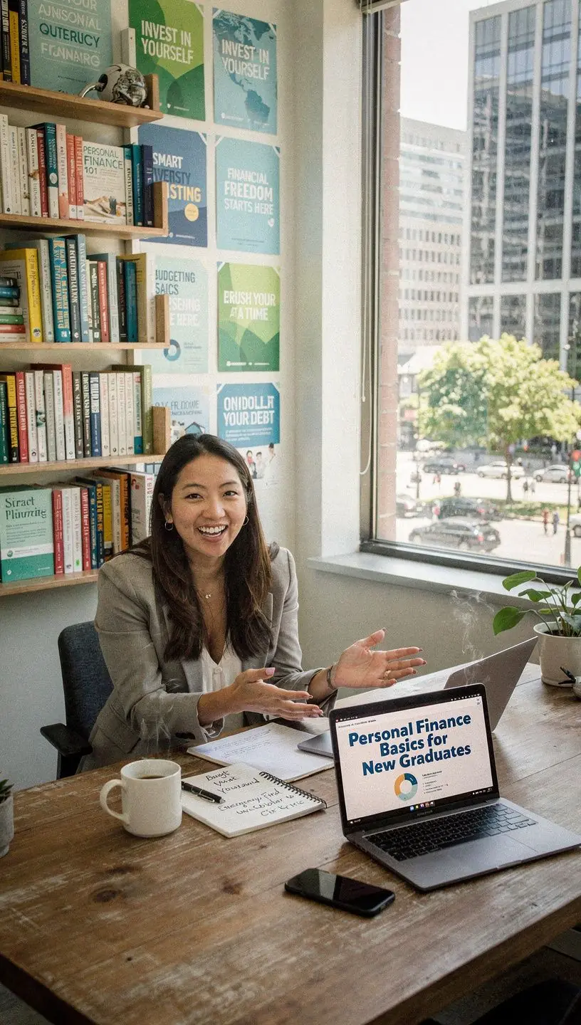 Kép egy pénzügyi szakértőről, aki előadást tart a pénzgazdálkodás fontosságáról.